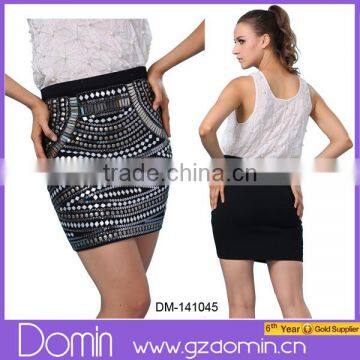 2015 New Design Ladies Sequin Skirt Elegant Embroidered Skirt