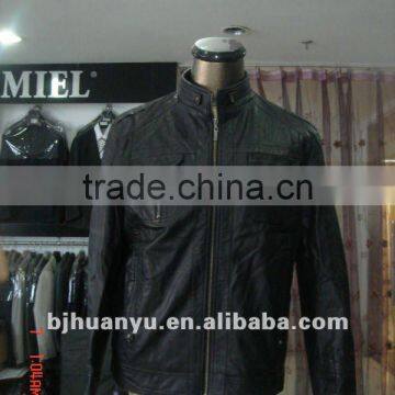 Men thick windproof PU jacket size S to XXXL 2015