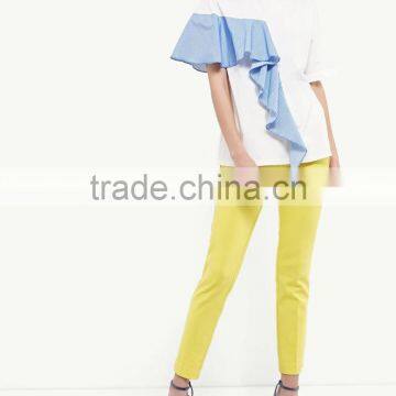 Pictures of Girls Cotton Tops With Stripe Ruffles Round Neck Short Sleeve for Woman Clothing Manufacturer in Guangdong photo-5