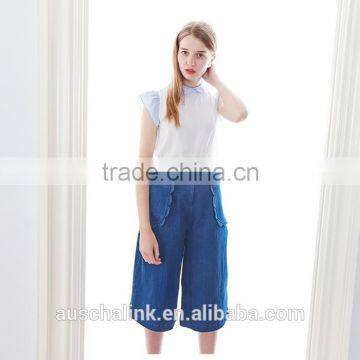 latest design high waist lady fashion classic blue jeans pants