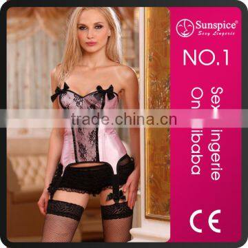 2015 Hot sales and fashionable pink and black hot pretty girls full sexy image photo corset