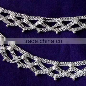 SILVER TONE Chain Payal ANKLETS Feet Bracelet PAIR photo-2