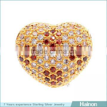 heart shape beads in sterling silver material support more color zircon paved for custome oem