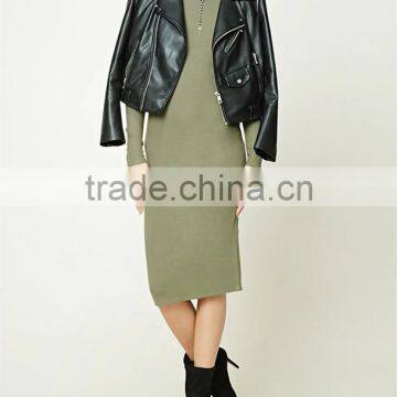 Wholesale High Quanlity Custom Long Sleeve Ribbed Bodycon Choker Dress With Sexy Back Design China Supplier photo-3