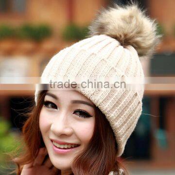 2014 New Women's Knit Cap Beanie Hat With Fur Korean Style Knitted Hat SV007977 photo-5