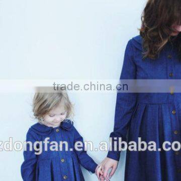 2017 New Arrivel Matching Mother and Daughter Dresses Mommy and me Vintage Denim Dresses photo-5