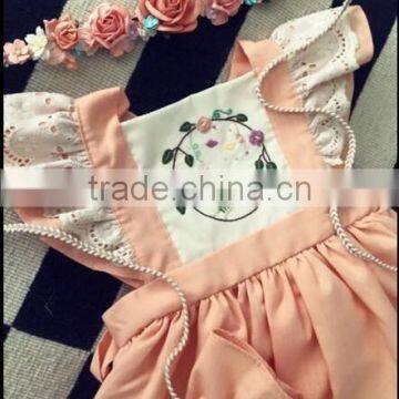 New Design Light Pink Cotton Dress Embroidery Bunny Dress Holiday Remark Cotton Dresses For Kids photo-3