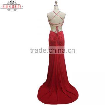 2017 China Manufacturer Customized Red Halter Evening Dress photo-2
