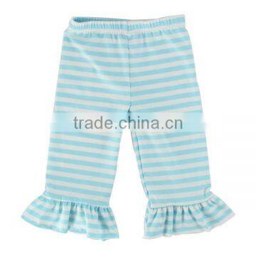 100% Cotton Knit Strip Fabric Single Ruffle Capri Pants photo-3