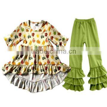 Wholesale children clothing halloween party ghost dress outfit with ruffle pants halloween outfits for kids