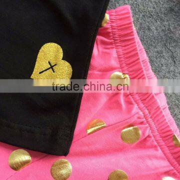 New Arrival Girls Spring Stuff Short Sleeves Jesus Shirt Gold Dot Capris With Matching Headband and Necklace Set photo-4