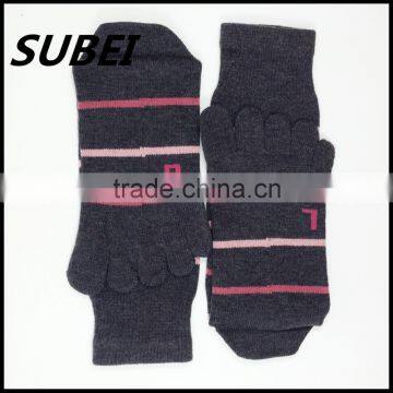 Men's All-pure Combed Cotton Striped Toe Socks Thick Socks photo-3