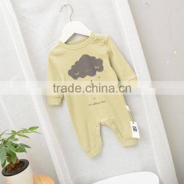 100% Cotton Pure Color Cute Printing Wholesale Baby Autumn Playsuit photo-3