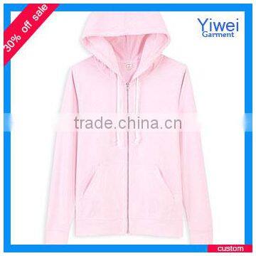 Plain Pink Zipper Pocket Hoodie