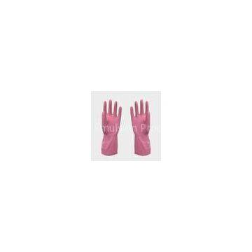 Straight Cuff Pink Household Rubber Gloves , Diamond Grip Rubber Gloves