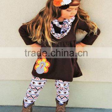 hot sale brown turkey enbroidery cotton girls wholesale clothes