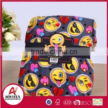 promotional cheap printed emoji coral fleece winter baby blanket