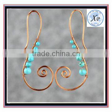 Factory Price Copper Scroll turquoise wiring earring