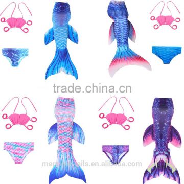 3pcs New Fairy Tale Kids Girl Mermaid Tail Swimmable Bikini Set Swimwear Costume