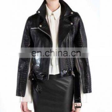 Women's Spring Faux Leather Bolero Imitation Leather Jacket bomer Jacket Blazer full zipper opening on sleeves