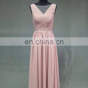 Real Sample Cheap Lace Chiffon Sleeveless Long Bridesmaid Dress photo-2