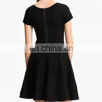 CHEFON Exposed Back Zipped Ponte Knit Fit and Flare New Ladies Fashion Dress 2017 Design photo-2