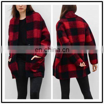 Western Designer Fashion Scotland Classic Check Plaid Women Wool Long Jacket Coat NT6802