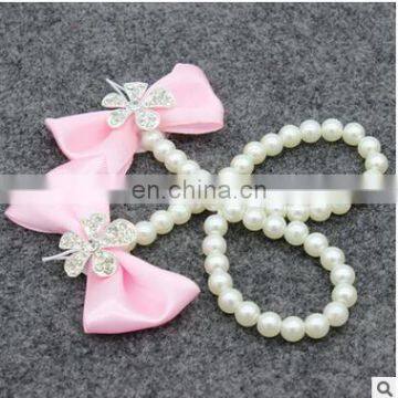 Flower Sandals Simulated Pearl Anklets Newborn Baby Girls Foot Band Toe Rings First Walker Barefoot Sandals Anklets Kids