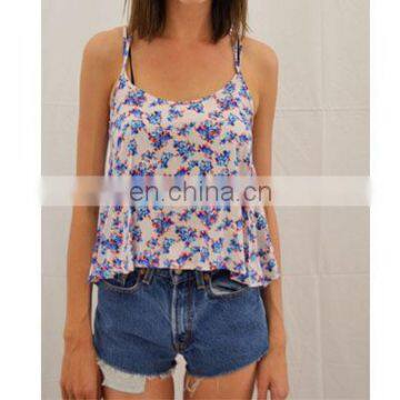 New fashion Floral printed summer crop tank for girls