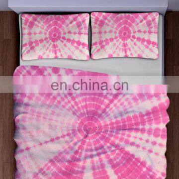 Indian Handmade 2017 Tie Dye Mandala Bedspread Set Throw Pink Wall Hanging Cotton Bed Cover Set