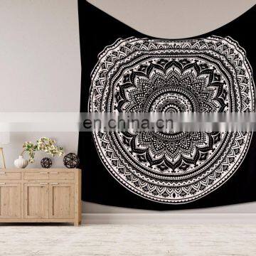 Indian Wall Hanging Hippie Black Ombre Mandala Tapestry Bohemian Bedspread Dorm Decor 95"X85" Inch