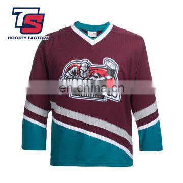 100% polyester ice hockey jersey purple ducks custom team hockey uniforms