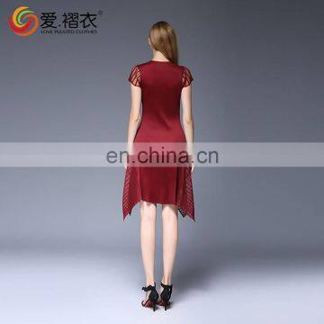 2016 Hot Summer Single Dress Women Elegant O Neck Fashion Dress With Sheer Hem Design photo-6