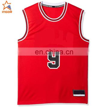 2016 red college cheap reversible new style basketball jersey uniforms designs red color