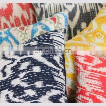 Ikat print kantha Home Decorative Handmade Embroidery Indian Home Decorative Traditional Cushion Pillow Traditional ethnic art