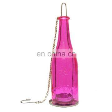 Ratna Handicrafts Glass Bottles Shaped Candle Holder Stand - PINK