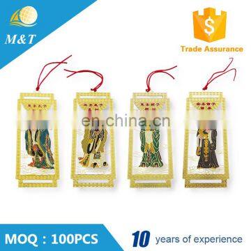 Sublimation customized printed brass hollow cave etching souvenir gifts metal bookmark for ancient book