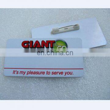 Custom Logo Printed Plastic Name Badge with pin