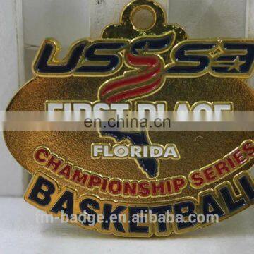 new design medal customized with different color/basketball match award medal,championship series First Place Florida medal