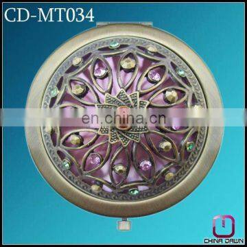 fashion gift round engraved diamond copper make up mirrorCD-MT034