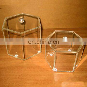 fashionable high clear acrylic hexagon display packaging box with luxury design low price