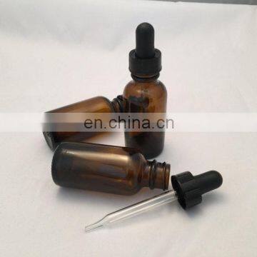 Empty amber glass essential oil bottle with dropper 30ml