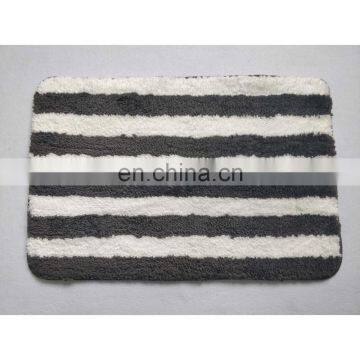 100% polyester stripe bath mat with TPR / Latex back anti slip mat