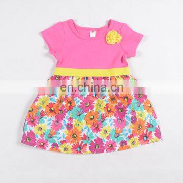 Boutique Summer Casual Short Sleeve Dress Cute Cotton Floral Girl Dress