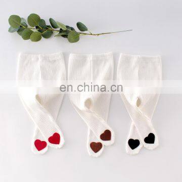 Casual wear kids girls pant heart printed ribbed cotton girls pant