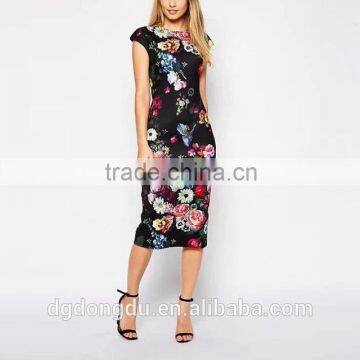 New Fashion Summer Women Dresses Elegant Floral Printed Dress Lady Temperament Charm Slim Dress Casual Sleeveless Dress AA8062