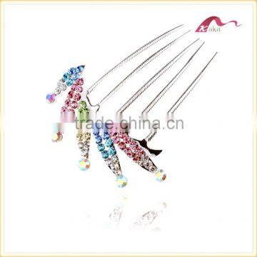 Colorful Cute Fashion Girls Trendy Wedding Hair Clips Headwear Crystal Flower Hair Combs Bridal Hair Ornament