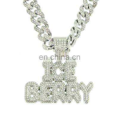 Hip Hop Custom Initial Pendant Letter CZ Iced out Fashion Letters Pendant Chain Necklace