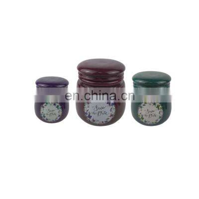 custom design logo purple kitchen food coffee tea container ceramic canister with ceramic lid