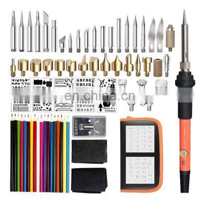 71pcs Wood Burning Pen Kit With Tips Soldering Iron Drawing Templates 18 Colored Pencils photo-5